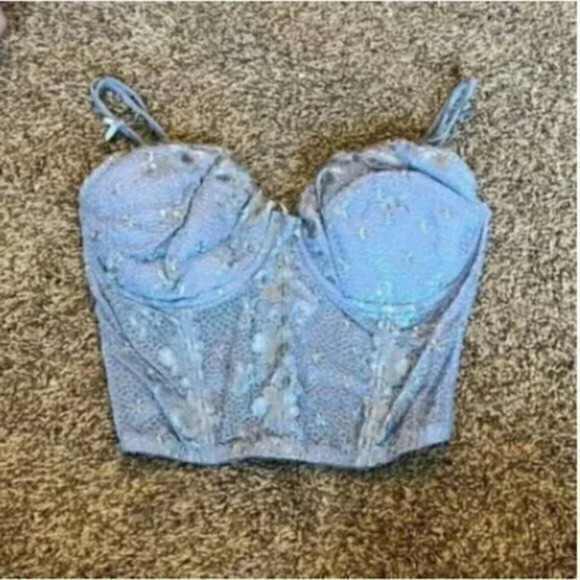 Vintage Other - Y2K Vintage blue lacy bustier bra top 1998